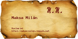 Maksa Milán névjegykártya